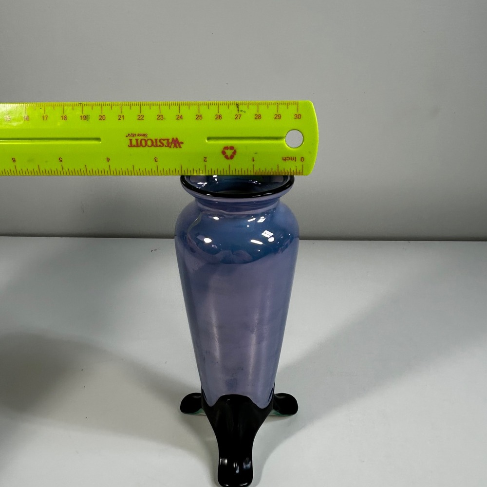 Vintage Noritake Lavender Luster Porcelain Vase Black Tripod Base Hand Painted - Picture 10 of 11
